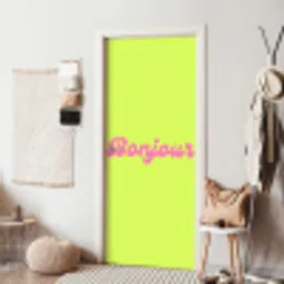 Groen - Roze bonjour - Retro deurposter klein -sfeer6