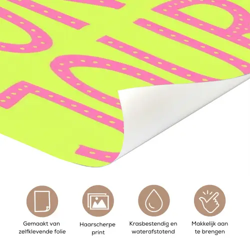 Groen - Smiley - Bonjour - Roze deurposter klein -closeup_NL
