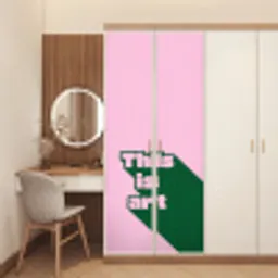 Groen - Teskt - This is art - Roze deurposter klein -sfeer3