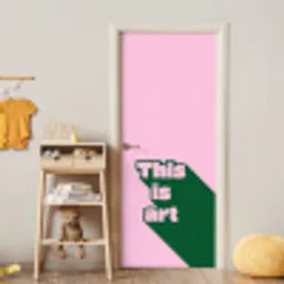 Groen - Teskt - This is art - Roze deurposter klein -sfeer4