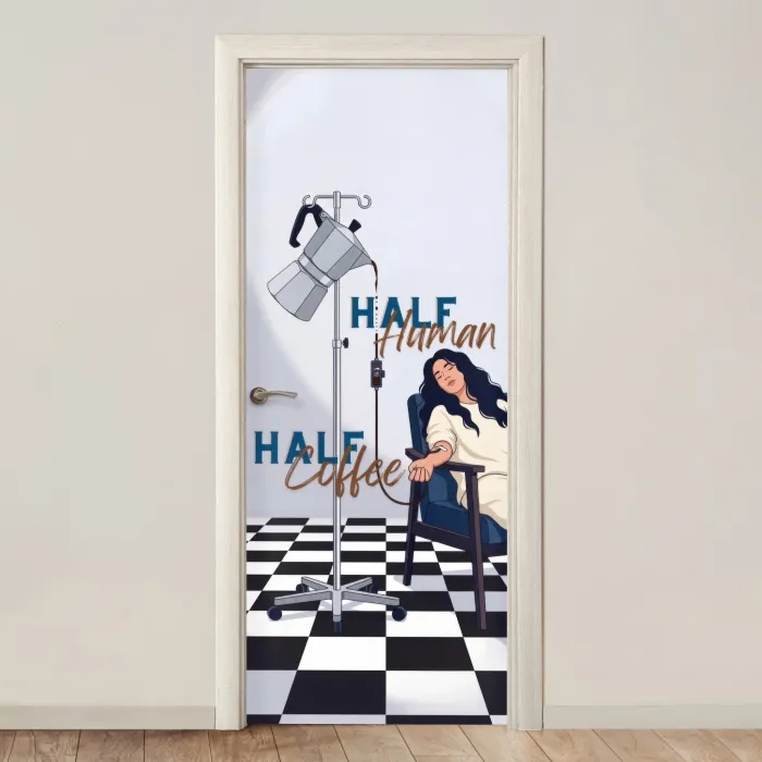 Half human, Half Coffee - Infuus - Koffie deurposter klein -3d_beige