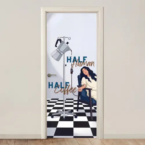 Half human, Half Coffee - Infuus - Koffie deurposter klein -3d_beige