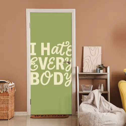 I hate everybody - Groen - Retro deurposter klein -sfeer1