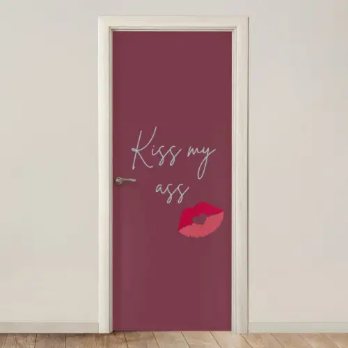 Kiss my ass - Lip - Bordeaux deurposter klein -3d_beige