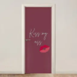 Kiss my ass - Lip - Bordeaux deurposter klein -3d_beige