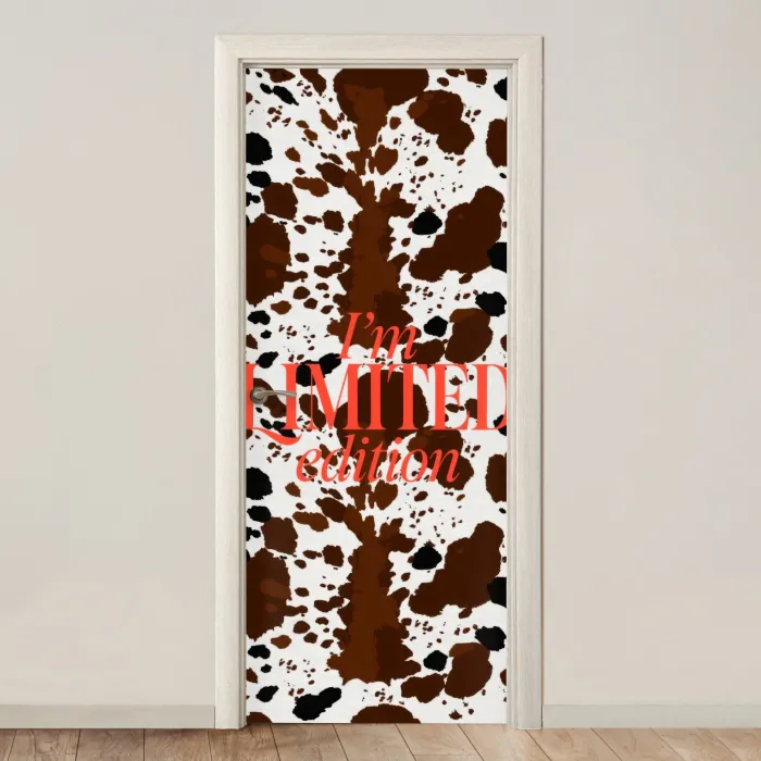 Koeienprint - Limited edition - Rood deurposter klein -3d_beige