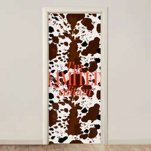 Koeienprint - Limited edition - Rood deurposter klein -3d_beige