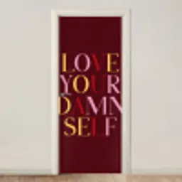 Love your damn self - Kleurrijk - Bordeaux deurposter klein -3d_beige