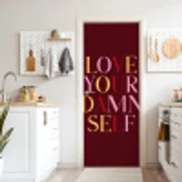 Love your damn self - Kleurrijk - Bordeaux deurposter klein -sfeer5