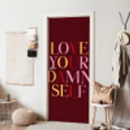 Love your damn self - Kleurrijk - Bordeaux deurposter klein -sfeer6