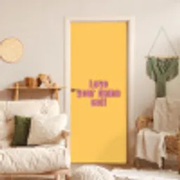 Love yourself - Roze - Geel deurposter klein -sfeer2