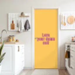 Love yourself - Roze - Geel deurposter klein -sfeer5