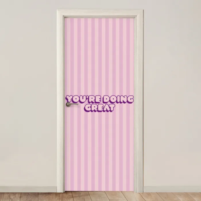 Paars - Strepen - You're doing great - Schaduw deurposter klein -3d_beige