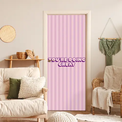 Paars - Strepen - You're doing great - Schaduw deurposter klein -sfeer2
