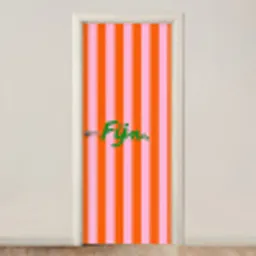 Patroon - Oranje - Fijn - Strepen deurposter klein -3d_beige
