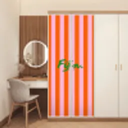 Patroon - Oranje - Fijn - Strepen deurposter klein -sfeer3