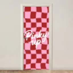 Pinky up - Geblokt - Bordeauxrood deurposter klein -3d_beige