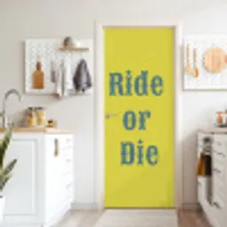 Ride or die - Geel - Blauw deurposter klein -sfeer5