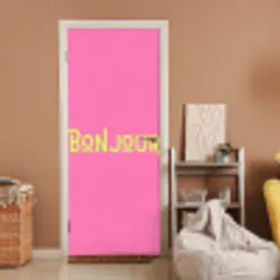 Roze - Groene Bonjour - art-deco deurposter klein -sfeer1