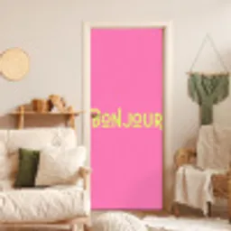 Roze - Groene Bonjour - art-deco deurposter klein -sfeer2