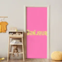 Roze - Groene Bonjour - art-deco deurposter klein -sfeer4