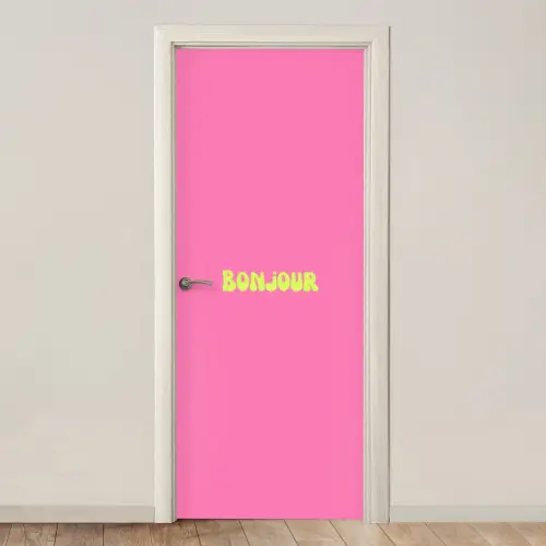 Roze - Groene bonjour - Organisch deurposter klein -3d_beige