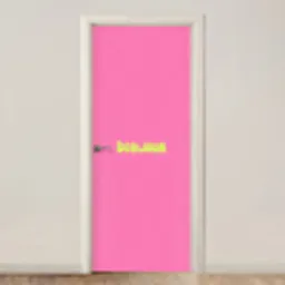 Roze - Groene bonjour - Organisch deurposter klein -3d_beige