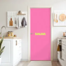 Roze - Groene bonjour - Organisch deurposter klein -sfeer5