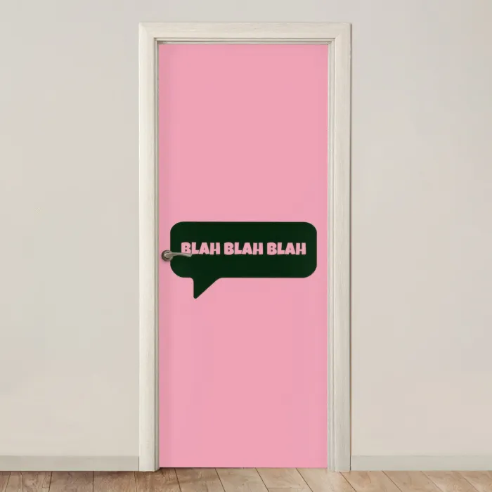 Roze - Tekstwolk - Groen - BLAH BLAH BLAH deurposter klein -3d_beige