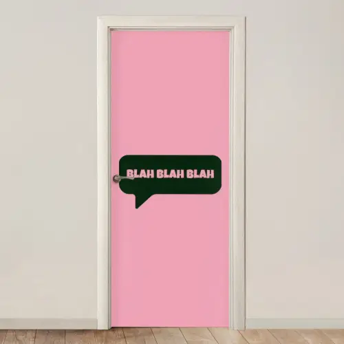 Roze - Tekstwolk - Groen - BLAH BLAH BLAH deurposter klein -3d_beige