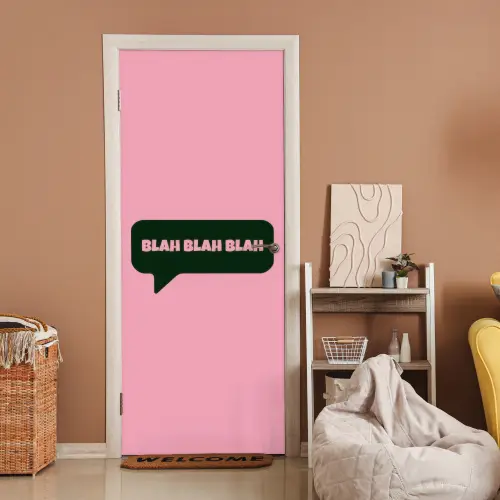Roze - Tekstwolk - Groen - BLAH BLAH BLAH deurposter klein -sfeer1