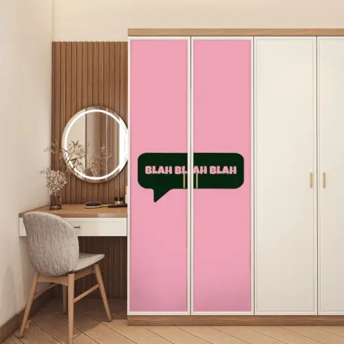 Roze - Tekstwolk - Groen - BLAH BLAH BLAH deurposter klein -sfeer3