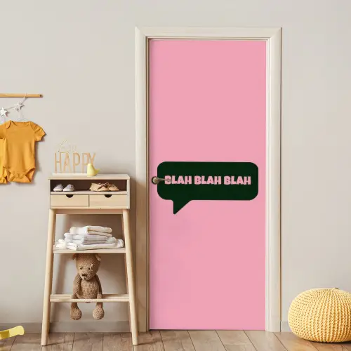 Roze - Tekstwolk - Groen - BLAH BLAH BLAH deurposter klein -sfeer4