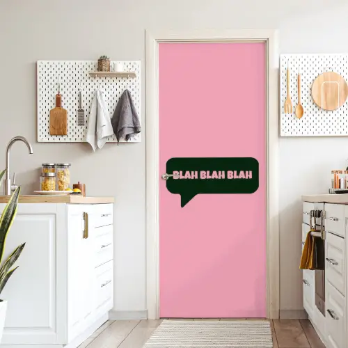 Roze - Tekstwolk - Groen - BLAH BLAH BLAH deurposter klein -sfeer5
