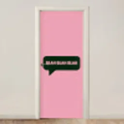 Roze - Tekstwolk - Groen - BLAH BLAH BLAH deurposter klein -3d_beige