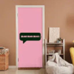 Roze - Tekstwolk - Groen - BLAH BLAH BLAH deurposter klein -sfeer1