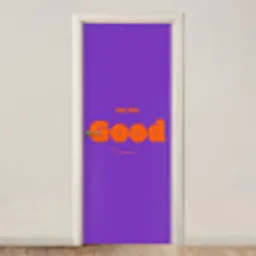 See the good - Oranje - Paars - Smiley deurposter klein -3d_beige
