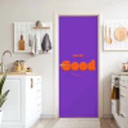 See the good - Oranje - Paars - Smiley deurposter klein -sfeer5