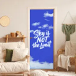 Sky is not the limit - Blauwe lucht - Wolken deurposter klein -sfeer2