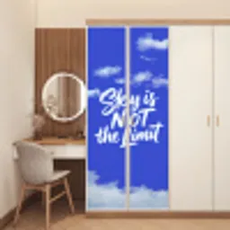 Sky is not the limit - Blauwe lucht - Wolken deurposter klein -sfeer3