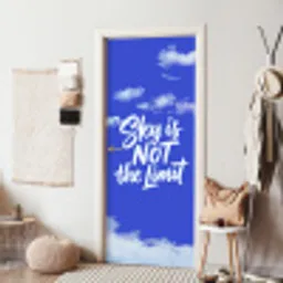 Sky is not the limit - Blauwe lucht - Wolken deurposter klein -sfeer6