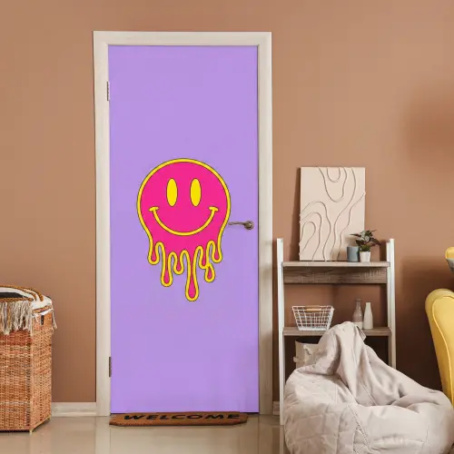 Smiley - Drip - Neon deurposter klein -sfeer1