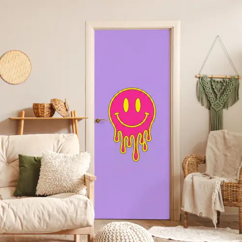 Smiley - Drip - Neon deurposter klein -sfeer2