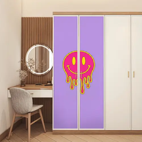 Smiley - Drip - Neon deurposter klein -sfeer3