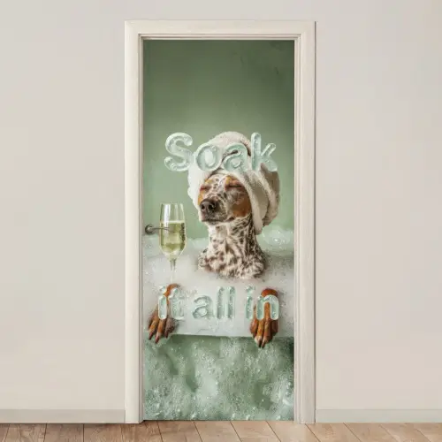 Soak it all in - Hond - Bad deurposter klein -3d_beige