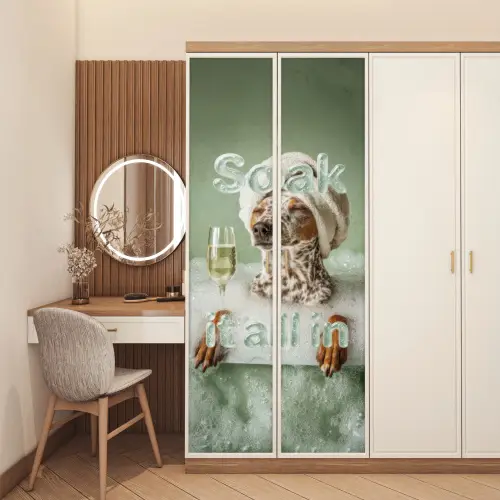 Soak it all in - Hond - Bad deurposter klein -sfeer3