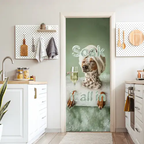 Soak it all in - Hond - Bad deurposter klein -sfeer5