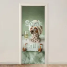 Soak it all in - Hond - Bad deurposter klein -3d_beige