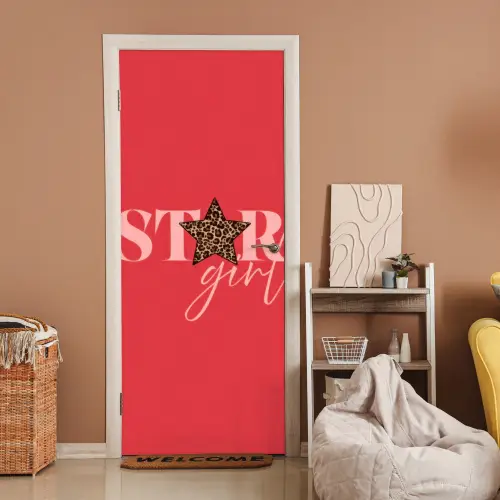 Star girl - Rood - Panter - Ster deurposter klein -sfeer1