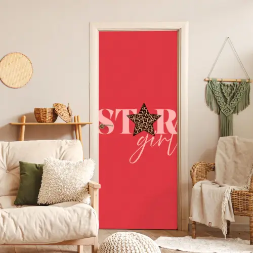 Star girl - Rood - Panter - Ster deurposter klein -sfeer2